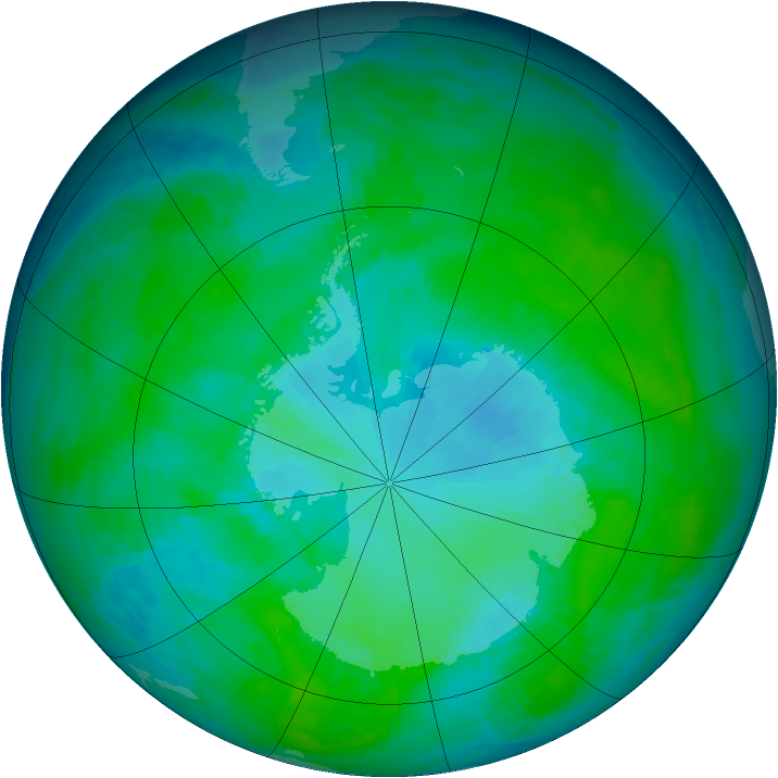 Antarctic ozone map for 01 January 1986